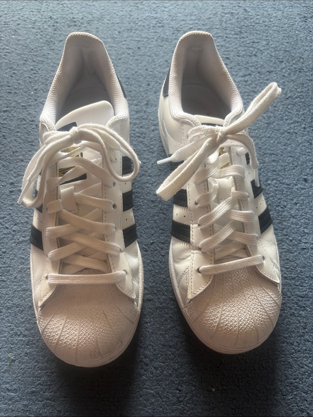 adidas White and Black Classic Shell-Toe Athletic Sneakers